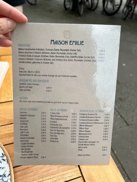 menu 2 of Maison Emilie Cafe Hamburg