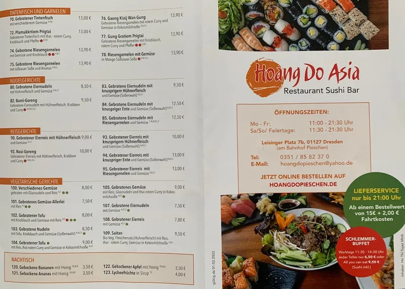 menu 2 of Hoang Do Restaurant - Vietnamesische Küche & Sushi Bar