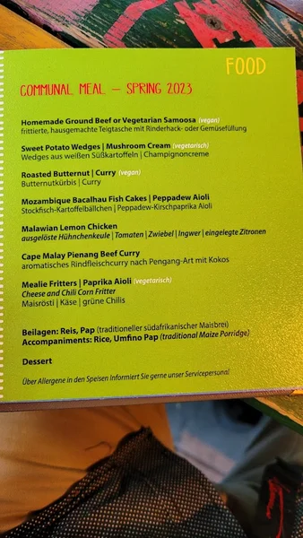 menu 1 of Shaka Zulu