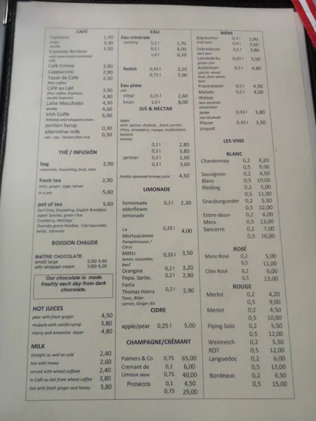 menu 2 of Café Maître