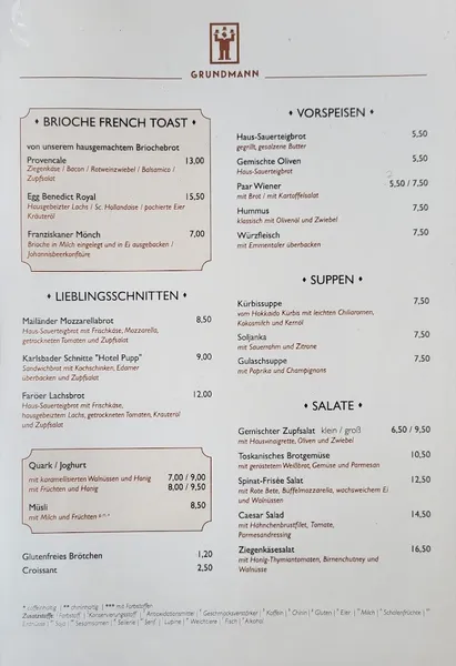 menu 0 of Café Grundmann