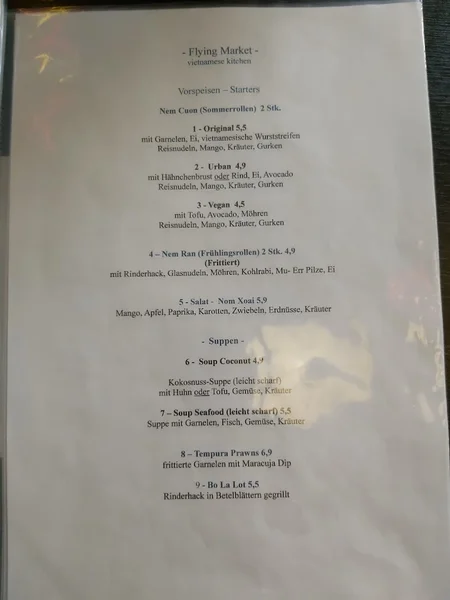 menu 0 of Flying Market