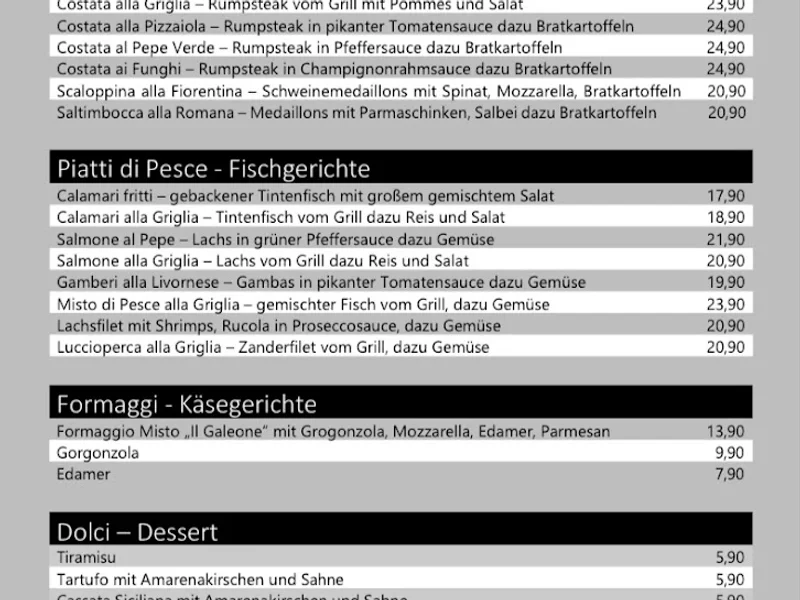 menu 0 of Ristorante Pizzeria IL Galeone ,NEUHAUSEN‘