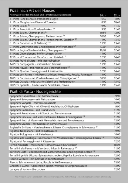 menu 1 of Ristorante Pizzeria IL Galeone ,NEUHAUSEN‘