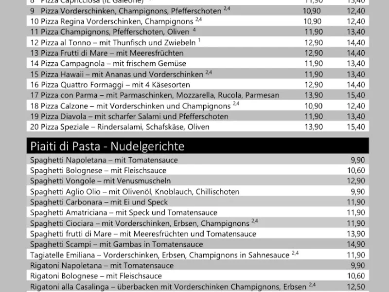 menu 1 of Ristorante Pizzeria IL Galeone ,NEUHAUSEN‘