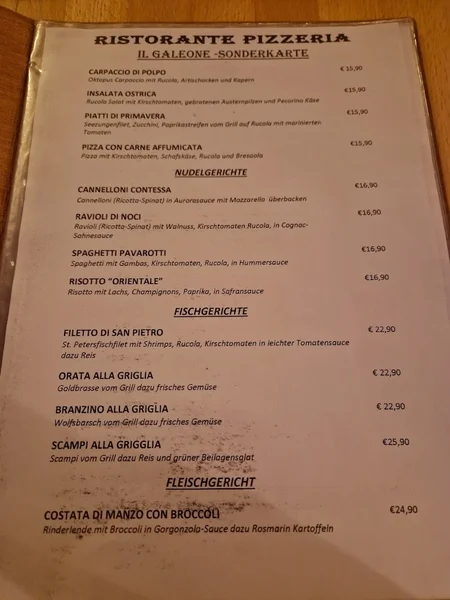 menu 2 of Ristorante Pizzeria IL Galeone ,NEUHAUSEN‘
