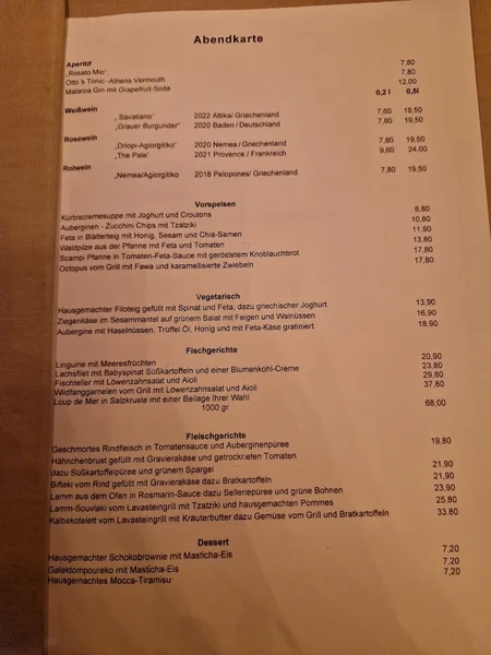 menu 0 of Taverna Kalypso