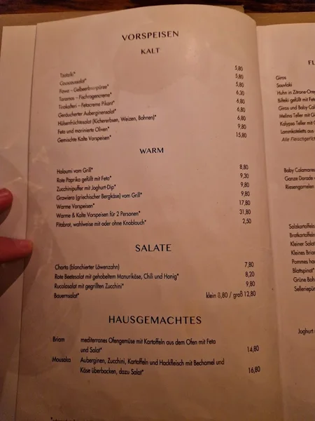 menu 1 of Taverna Kalypso