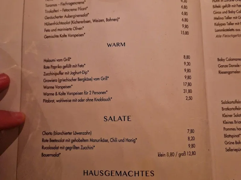 menu 1 of Taverna Kalypso