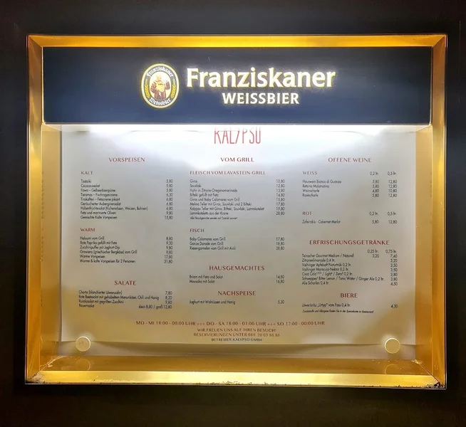 menu 2 of Taverna Kalypso