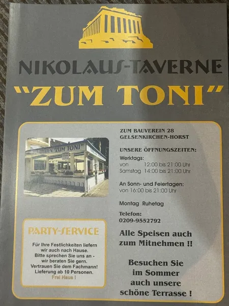 menu 1 of Nikolaus Taverne "Zum Toni"