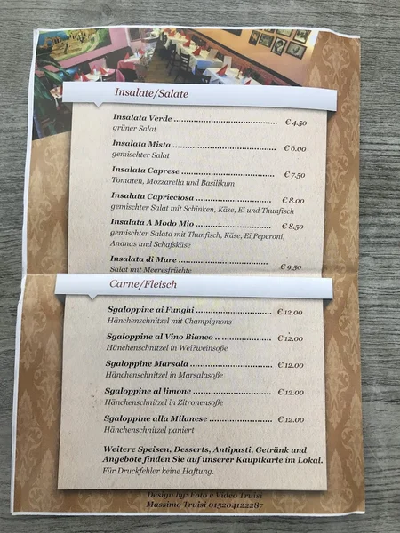 menu 1 of Pizzeria A Modo Mío