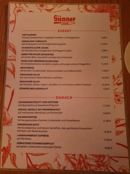 menu 0 of Sünner Stube