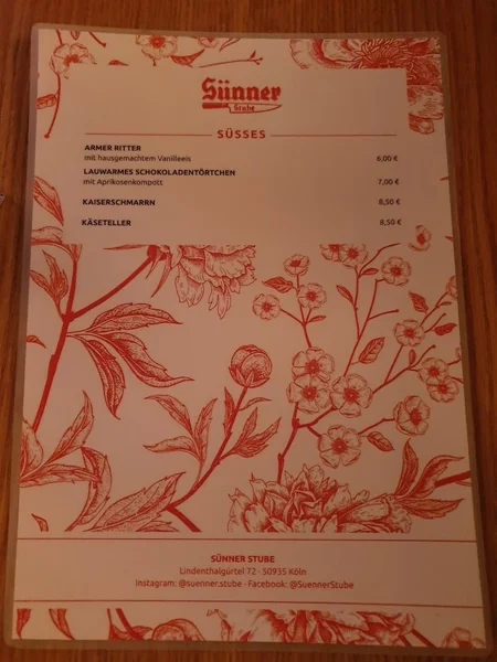 menu 2 of Sünner Stube