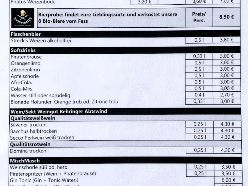 menu 0 of Biergarten Rhönpiraten