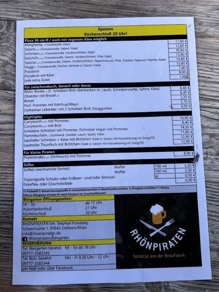 menu 2 of Biergarten Rhönpiraten