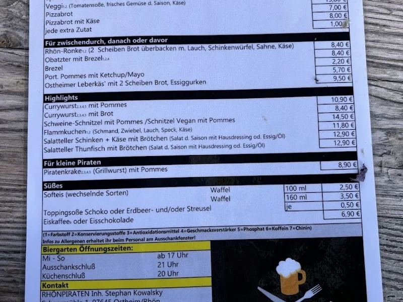 menu 2 of Biergarten Rhönpiraten
