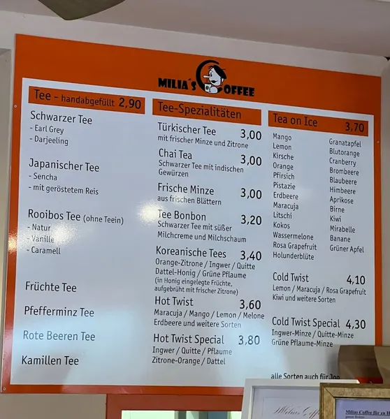 menu 1 of Milia's Coffee