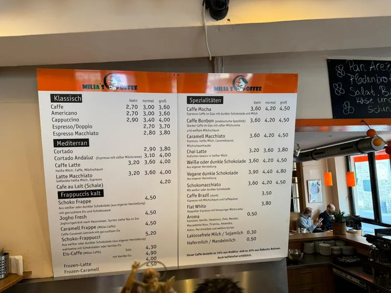 menu 2 of Milia's Coffee