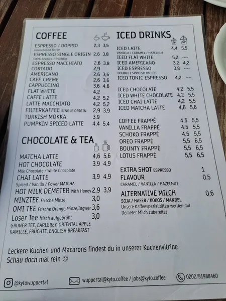menu 0 of KYTO Coffee Wuppertal