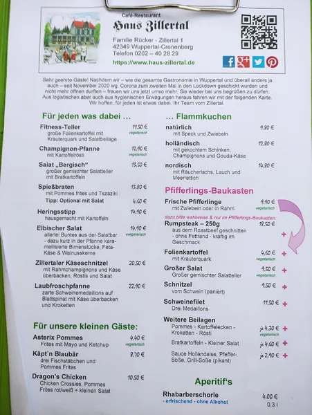 menu 0 of Café-Restaurant Haus-Zillertal