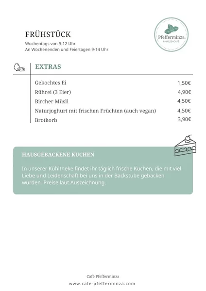 menu 1 of Café Pfefferminza