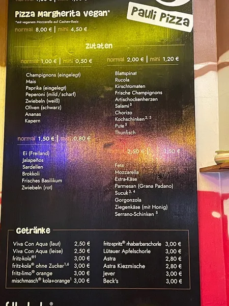 menu 0 of Pauli Pizza