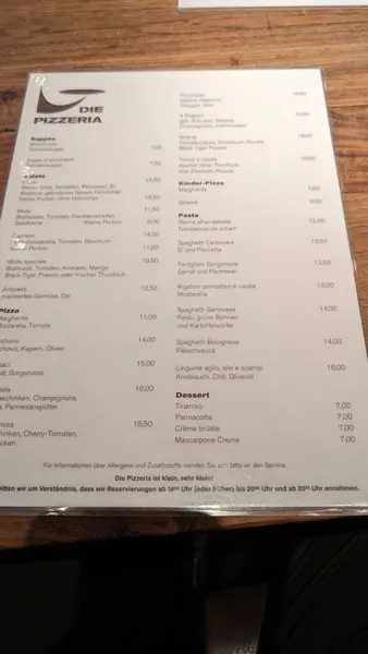 menu 2 of Die Pizzeria