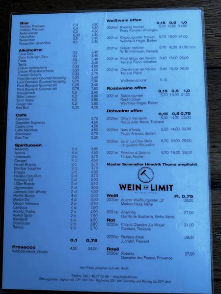 menu 0 of Die Pizzeria