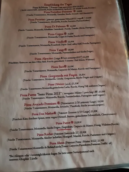 menu 0 of Luigi's