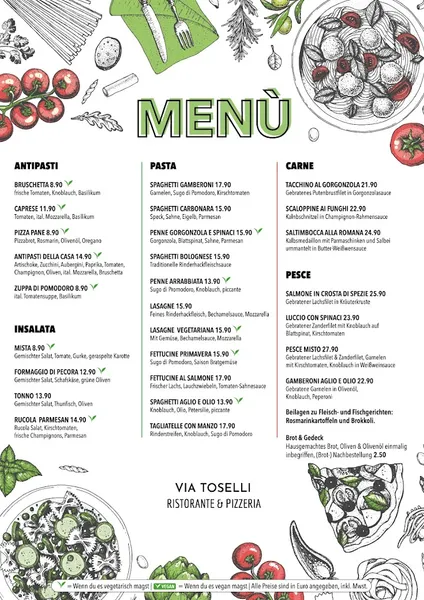 menu 1 of Via Toselli Restaurant