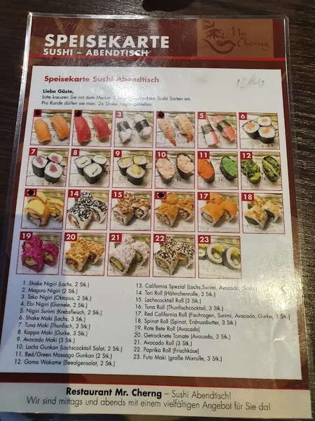 menu 0 of Mr. Cherng