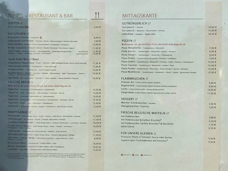menu 0 of Restaurant & Bar Rose's
