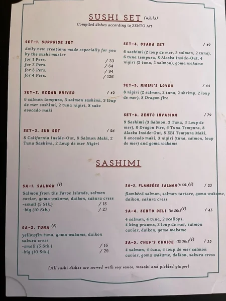 menu 0 of Zento Restaurant - Japanese Kitchen & Sushi Bar