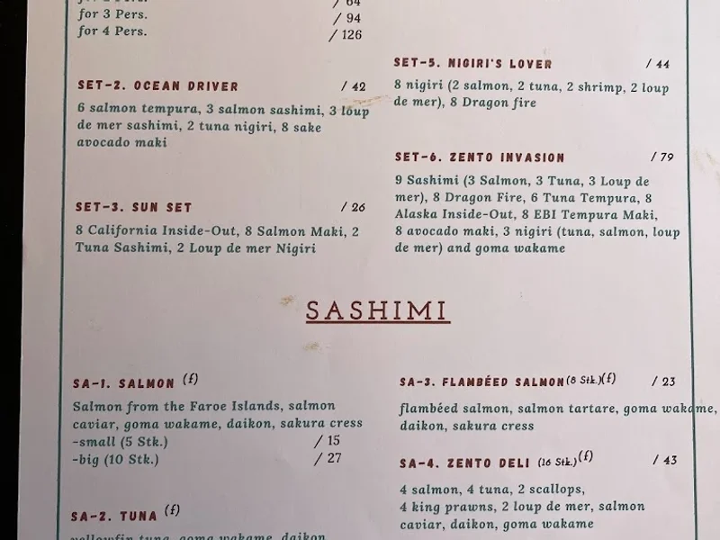 menu 0 of Zento Restaurant - Japanese Kitchen & Sushi Bar