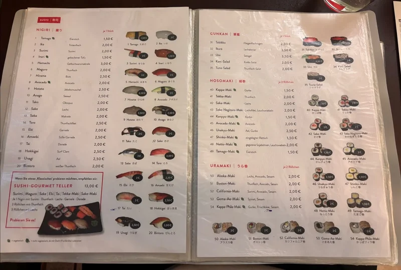 menu 1 of Japan Sushi Gourmet