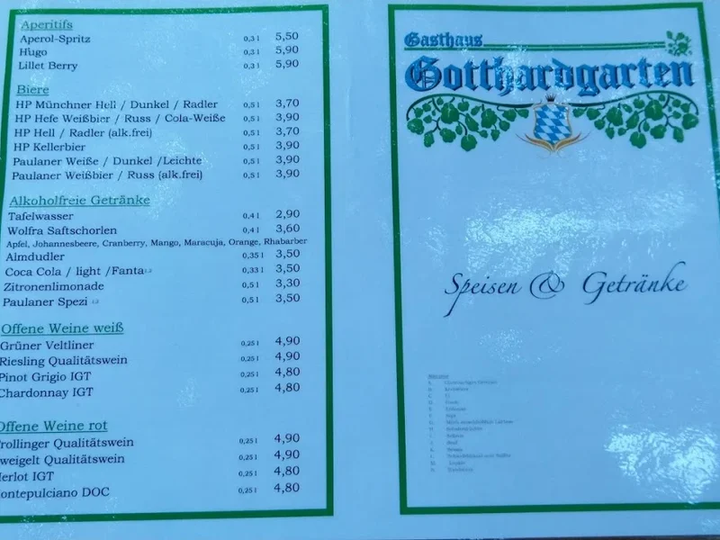 menu 2 of Gasthaus Gotthardgarten