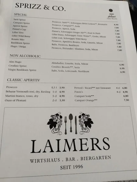 menu 0 of Laimers