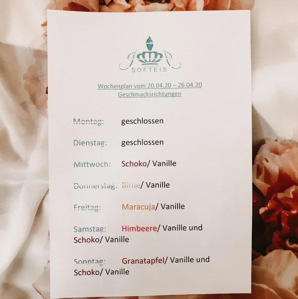 menu 0 of JJ Softeis