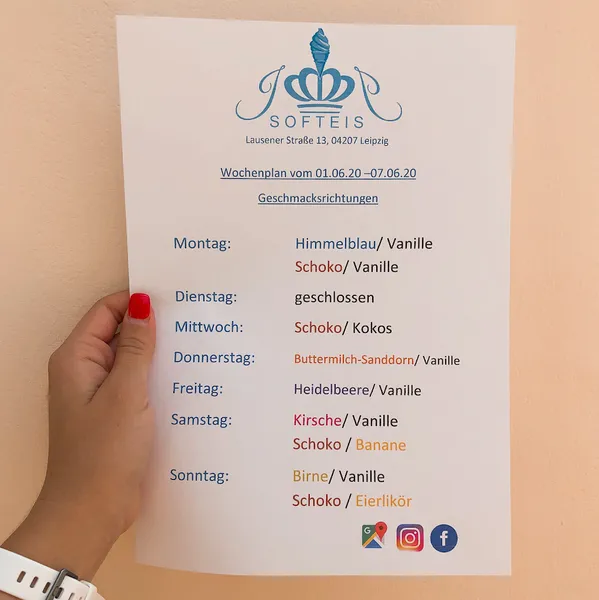 menu 1 of JJ Softeis