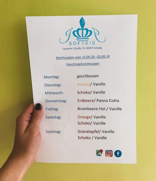 menu 2 of JJ Softeis