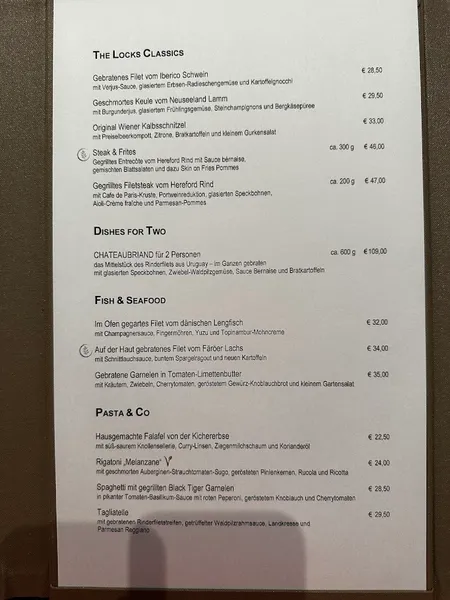menu 1 of Bar & Restaurant THE LOCKS