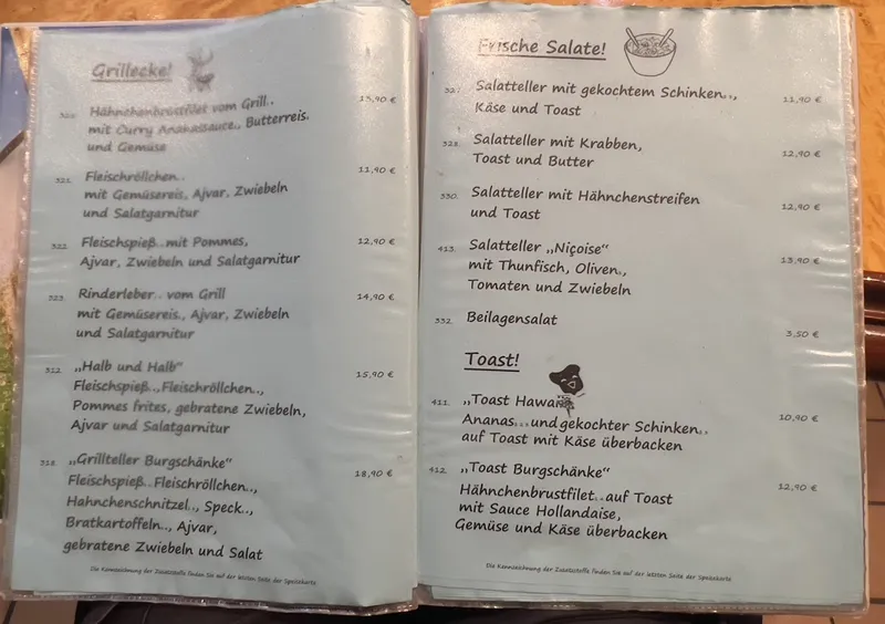 menu 1 of Wuppertaler Burgschänke