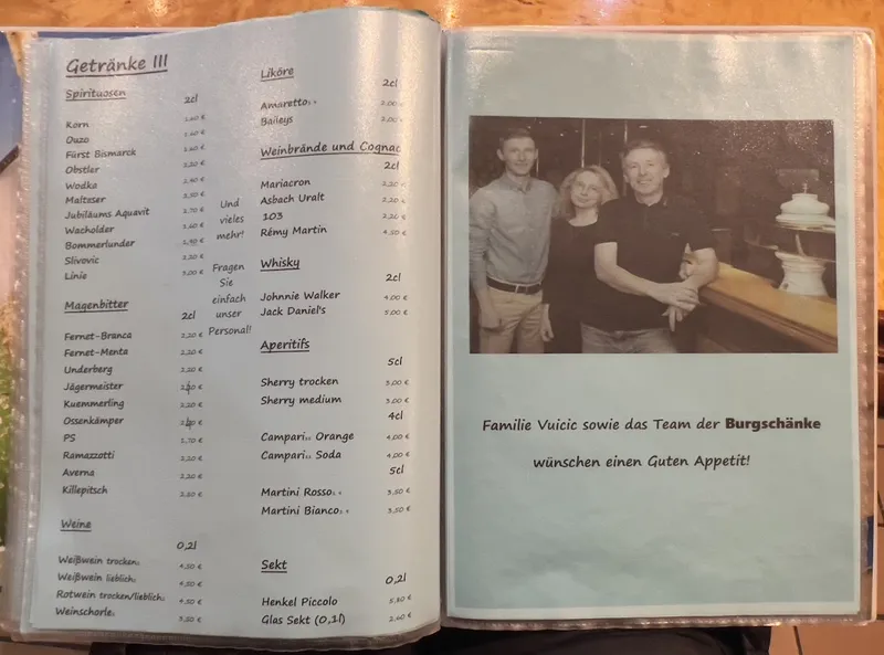 menu 2 of Wuppertaler Burgschänke