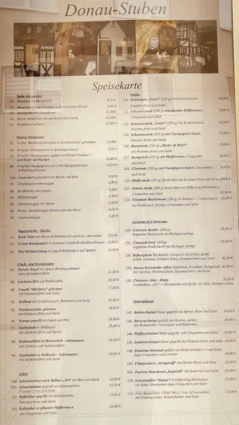 menu 0 of Donaustuben