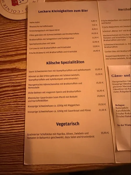 menu 0 of Kleine Glocke