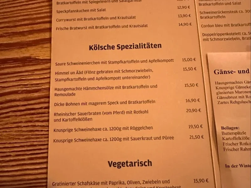 menu 0 of Kleine Glocke