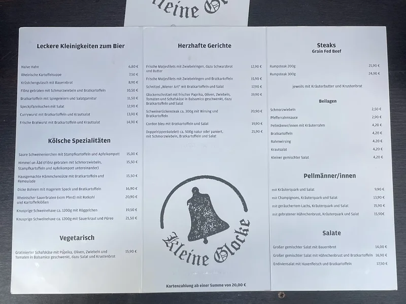 menu 1 of Kleine Glocke