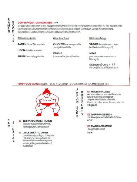 menu 2 of SAM - Sushi and Meat Neuperlach