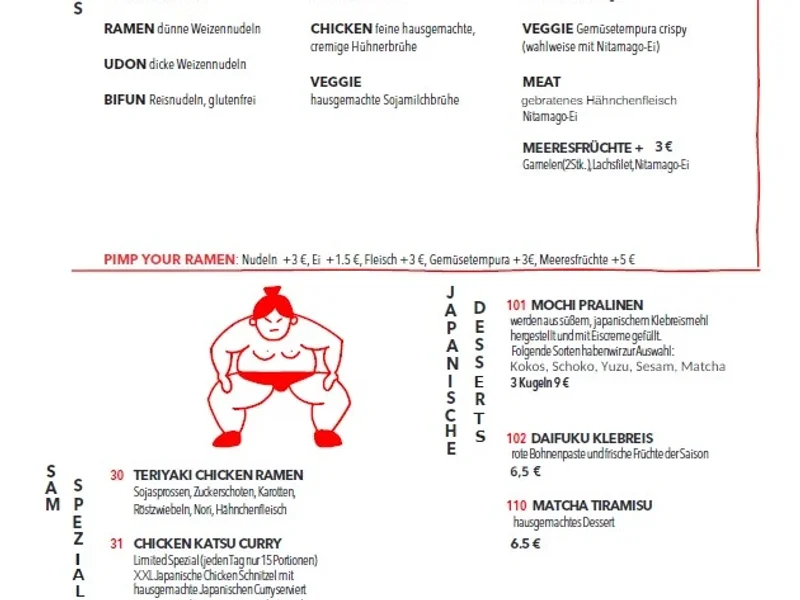 menu 2 of SAM - Sushi and Meat Neuperlach